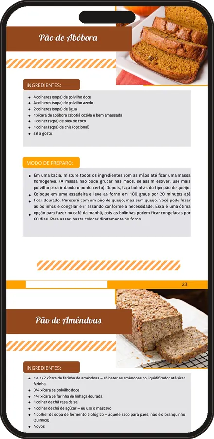 Página real: Pão de abóbora — guia Pães sem glúten